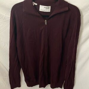 Selected: Maroon Cardigan Sweater- 100% cotton- zipper